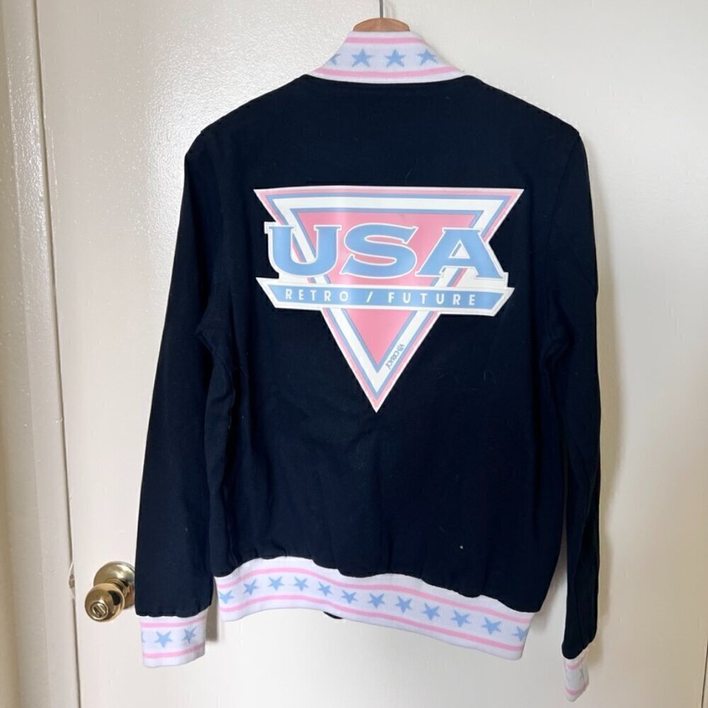 Joyrich‎ Navy Blue USA Retro Future Varsity Jacket S​​​​​​​​​​​